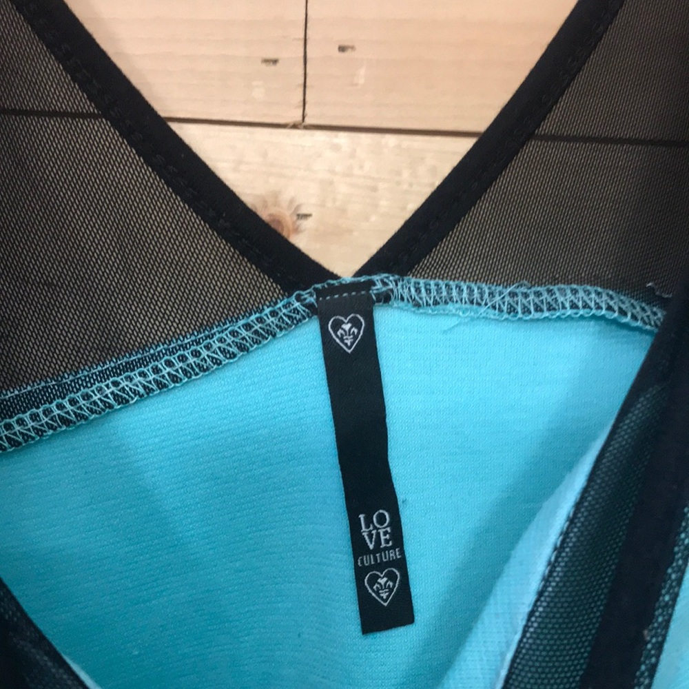 Blue and black mesh body suit size S with peplum - Picture 3 of 3